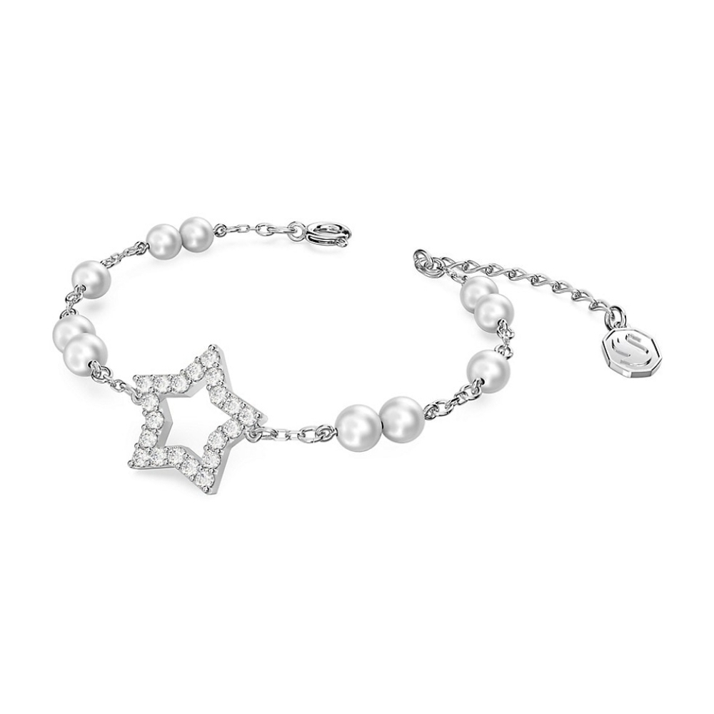 2X HP. Swarovski Stella Star Crystal Faux Pearls & Rhodium-Plated Bracelet - Picture 1 of 7